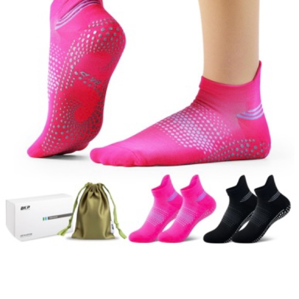 Pink and Black Non-Slip Yoga Socks
